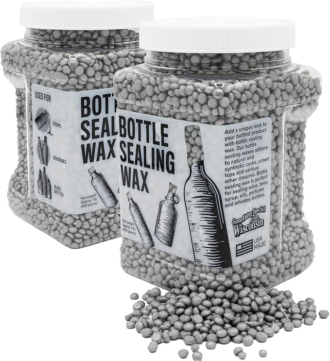 Blended Waxes, Inc. Bottle Sealing Wax, Pastille Wax Seal Beads For Wine, Beer, and Liquor Bottle Sealing, Seals Between 25-30 Bottles, 1 lb, Silver
