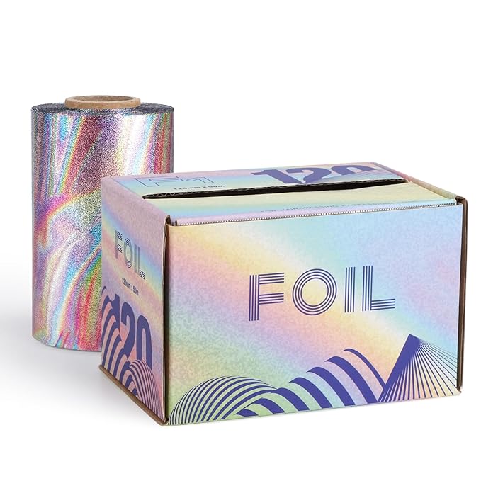 Segbeauty Aluminum Foil Roll For Hair, 50 m Colorful Embossed Hair Foils Professional Hair Coloring Hair Dye Tools, Foil Paper Aluminum Foil Sheets Hair Highlighting Kit Barber Balayage and Bleaching