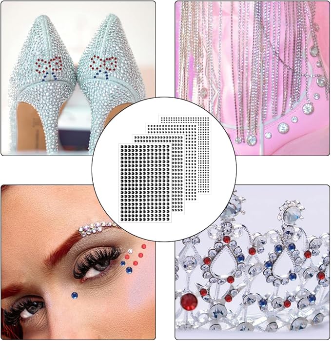 4 Sheets Self Adhesive Pearl Stickers, Self 4 Sizes Bling Rhinestone Sticker, Rhinestone Stickers,Flat Back Pearls Sticker for DIY Crafts Craft Card Decorations Nail Art Beauty Makeup (Black)
