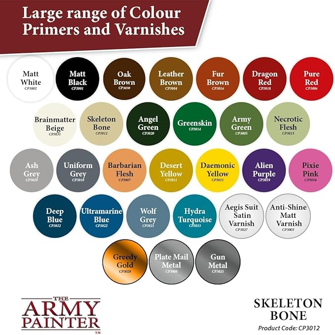 The Army Painter Color Primer Spray Paint, Skeleton Bone, 400ml, 13.5oz - Acrylic Spray Undercoat for Miniature Painting - Spray Primer for Plastic Miniatures