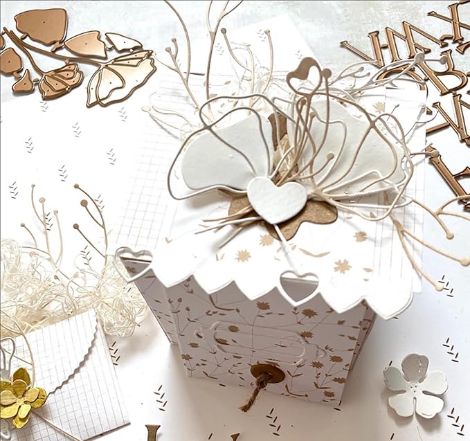 Lapoo Metal Cutting Die for Scrapbooking, 3D Backgrounds Frame New Cutting Dies DIY Album Card Making Decor Paper Craft Metal Die Cuts Party Wedding Decorations (Lotus Leaf A 4.8 x 3.6 in)