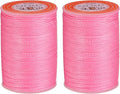 uxcell Round Leather Sewing Waxed Thread, 55m / 60 Yards Polyester Wax String, 0.80mm Wax Stitching Cord for Leather Crafts, Bookbinding, Bracelets Braided, Rose, 2pcs