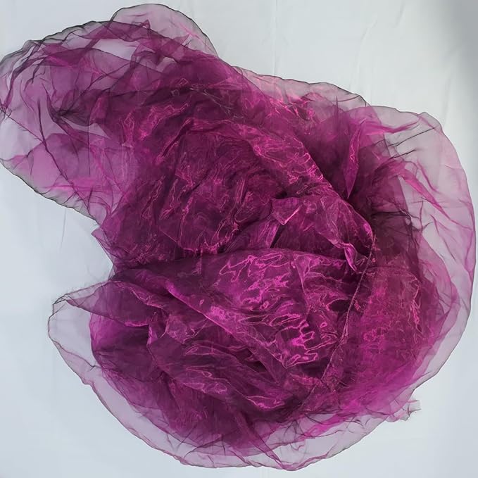 Two-Tone Iridescent Holographic Organza Fabric - 5.5 Yards | Lightweight Sheer Gauze Voile Tulle | for Dresses, Party Decor, DIY Crafts, Shiny Backdrops(Fuchsia Black)