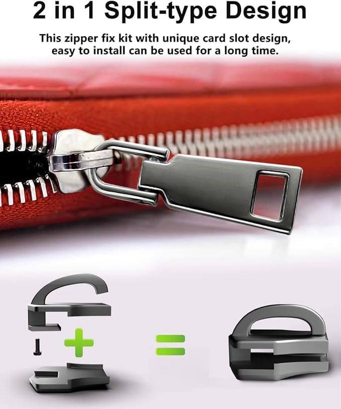 AKTIOIN Metal Zipper Repair Kit for Jackets, Luggage, Bags, Backpack, No Sewing Required Detachable Zip Heads Zipper Pull Replacement (#8 Golden)