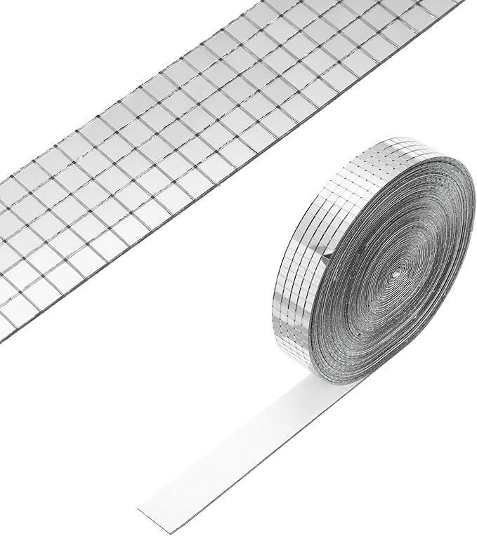PATIKIL 5x5mm Self Adhesive Mirrors Mosaic Tiles, 10000 Pcs Square Mini Glass Mosaic Disco Tile Sticker for DIY Craft Disco Ball Party Decoration, Silver Tone