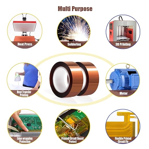 2 Rolls 20mm x16m(52FT) Heat Tape High Temperature Heat Resistant Tape Heat Transfer Tape for Heat Sublimation Press Vinyl,No Residue