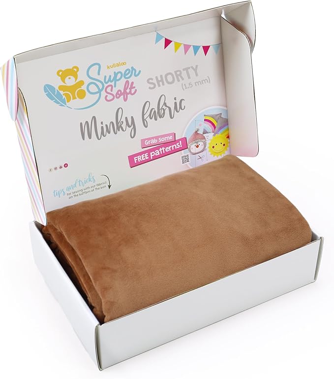 kullaloo Plush Fabric | 2 Yard Solid Brown Minky Fabric for Sewing | Super Soft Cuddle Material | for Quilt Backing, Throw Blankets, Pillows, Dog Bed, Stuffed Animals, Costumes, Apparel & More