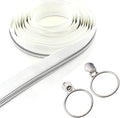 Leekayer #5 Silver Metallic Nylon Coil Zippers by The Yard Bulk 10 Yards White Zipper Tape with 25pcs Silver Ring Pull Sliders for DIY Sewing Tailor Craft Bag(White)