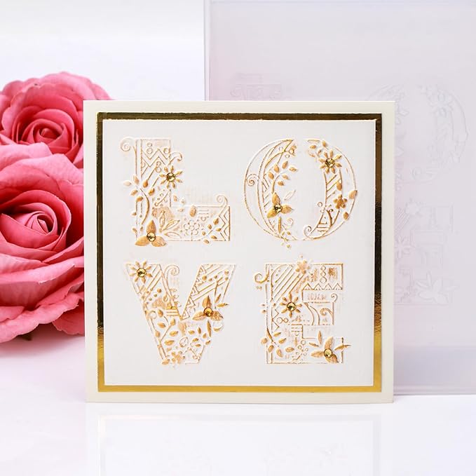 BAOFALI 3D Embossing Folder for Card Making,Love Plastic Texture Fades Embossing Folder Template for Scrapbooking Cardstock Album DIY Decoration Paper Crafting 6.3x4.5inch