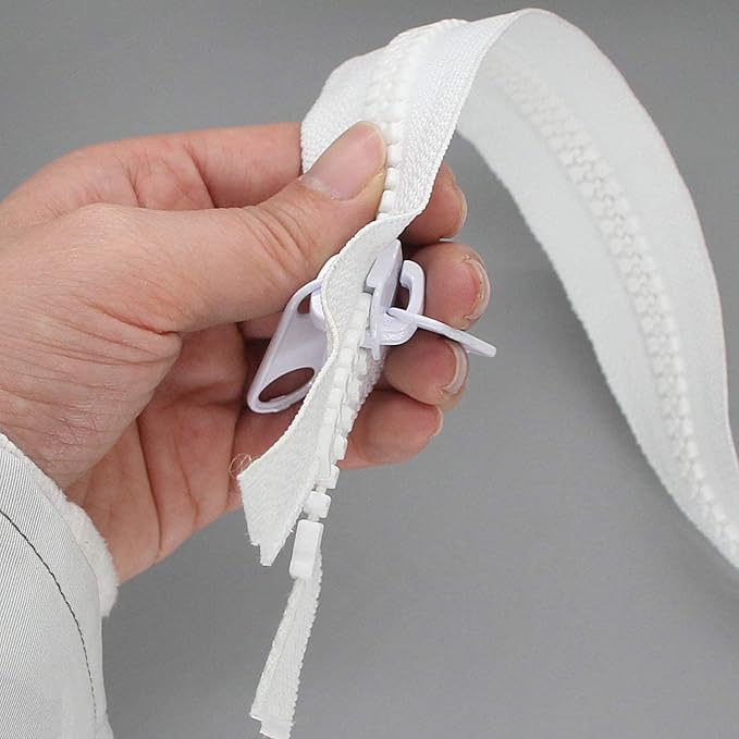 Leekayer 2PCS #10 60 Inch Heavy Duty Zippers for Sewing Separating Large Plastic Zippers White Tape with Double Pull Tab Slider, Sleeping Bag, Boat, Canvas, Cover, Trampoline, Dog Bed,Tent (60" 2pcs)