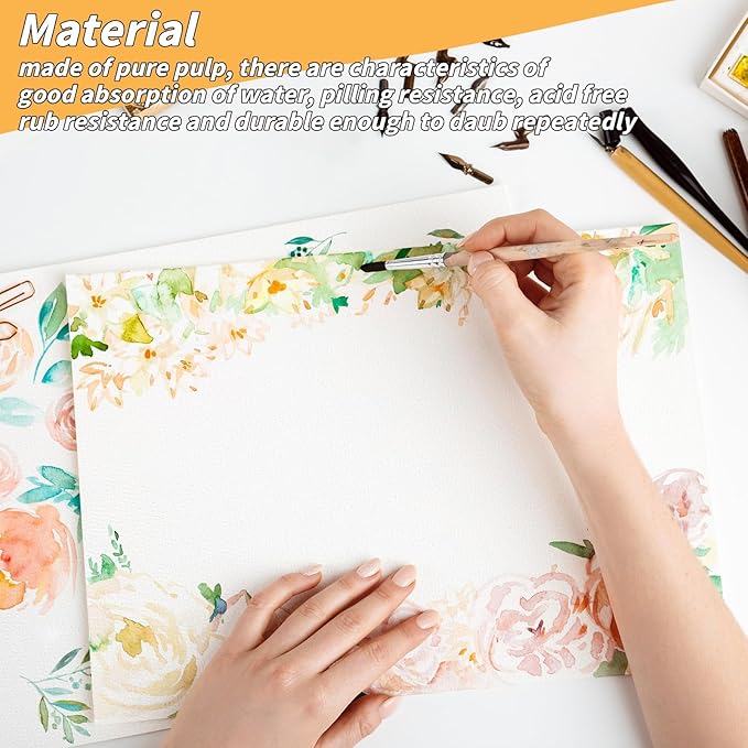 300 Sheets Cotton Watercolor Paper Bulk -140LB/300GSM Art Paper-8.5 x 11 inch Painting & Craft Paper, Finger Paints, Watercolor, Tempera, Drawing, Art Room & Home School Crafts