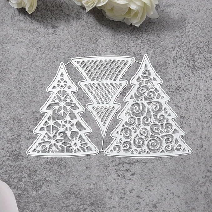 Lapoo Festivals Metal Cutting Die for Scrapbooking - Durable, Cut Stencils for DIY Scrapbook Photo Album Decorative Paper Card, Card Making Supplies, Embossing (A Christmas Tree Set 5.5 x 3.5 in)