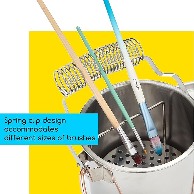 MEEDEN Portable Paint Brush Washer: Airtight Stainless Steel Artist Brush Cleaner with Extra Large Capacity - Paint Brush Holder for Oil & Acrylic Painting