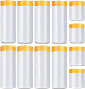 12 Pack Tape and Drape, 3 Sizes Pre-Taped Masking Film Plastic Sheeting Cover Roll, 65.6 Ft/Pack Automotive Painters Masking Tape Film for Furniture, Floor, Skirting