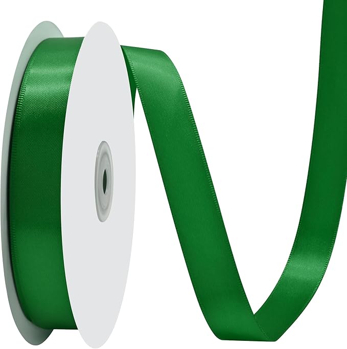 Forest Green Satin Ribbon 3/4" X 50 Yards Solid Color Double Faced Ribbons Perfect for Crafts Wedding Decor Bow Making Arts Sewing and More