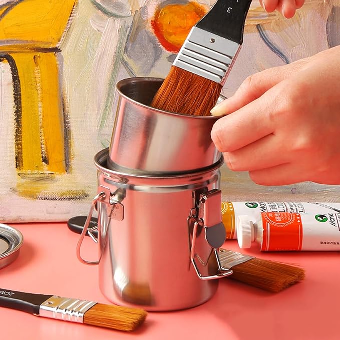 MYARTOOL Paint Brush Washer, Portable Leak-Proof Brush Cleaner with Lid and Filter Screen, 3-1/4" tall x 3" dia.