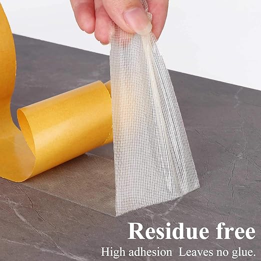 Double Sided Tape Heavy Duty Strong Wall Adhesive with Fiberglass Mesh, Super Sticky Insistent Clear Tape, Easy Use Mounting Tape 1.4inX33FT