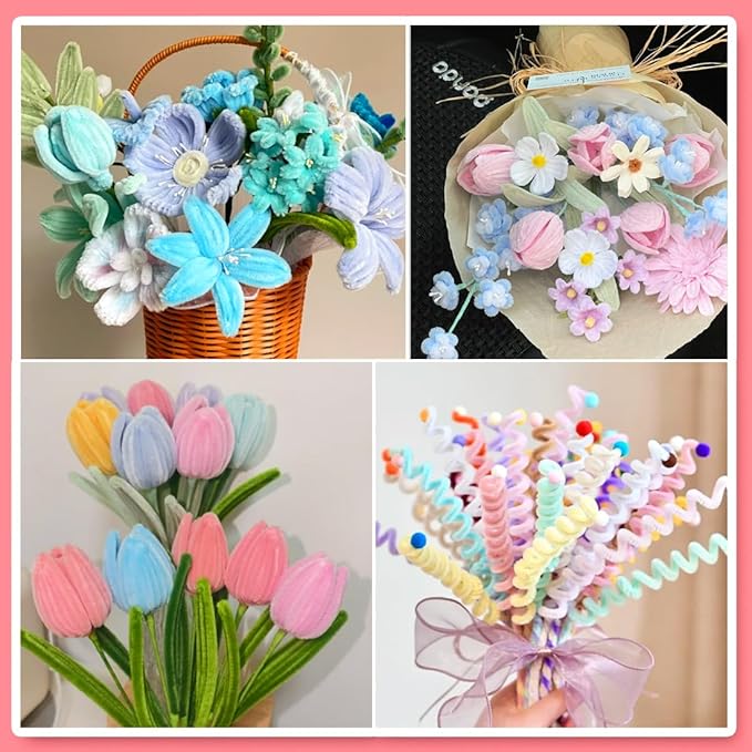 200pcs Pipe Cleaners, Chenille Stems in 7 Pastel Candy Colors for DIY Crafts, Art Projects, and Holiday Decorations(Macaron)