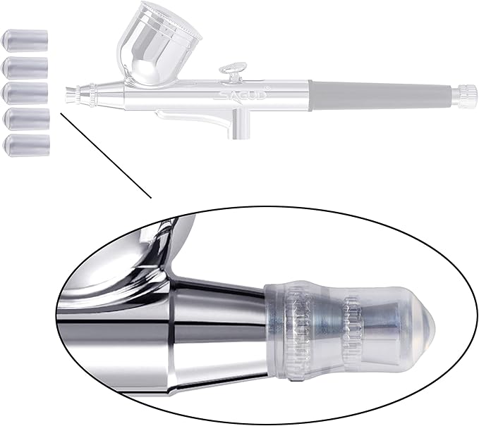 SAGUD 19 Piece Airbrush Cleaning Kit, Glass Airbrush Cleaning Pot with Holder, 5 Cleaning Brushes, 5 Cleaning Needles, 1 Washing Needle, 1 Repair Tool, Air Brush Protection Covers.