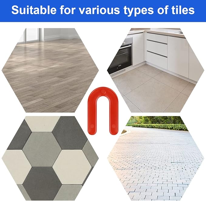 DGSL Tile Leveling System Tile Spacers 1/8 Inch, 300 pieces Horseshoe Shim U Shape Plastic Tile Leveling Clips for Various Types of Tile Leveling