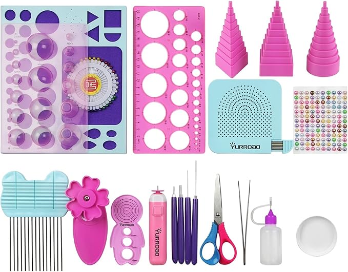 19pcs Beginners Quilling Tools Kit Electric Slotted Quilling Pen Template Board Curling Coach Crimper Comb Filigrana Tools Set