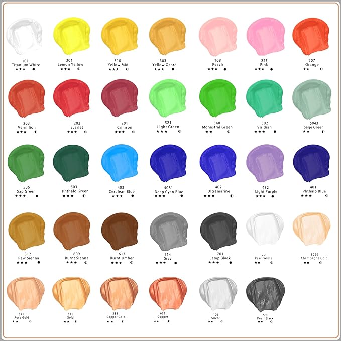 Artecho Orange Acrylic Paint, Orange Paint (120ml / 4.05oz) Tubes, Art Craft Paints for Canvas, Rock, Stone, Wood, Fabric, Art Supplies