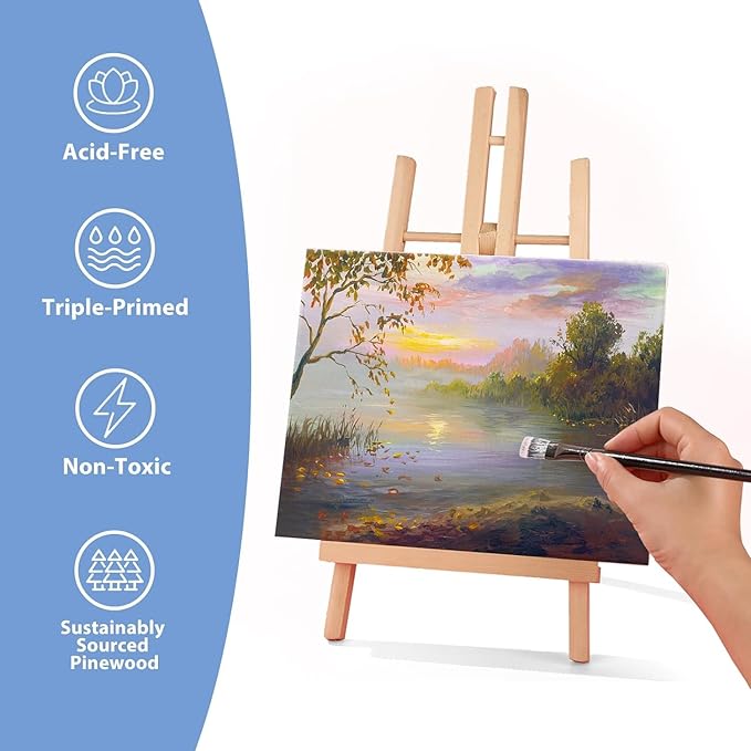 ESRICH Stretched Canvases for Painting 8x10, 60 Pack 8x10 Canvases for Painting,Primed Acid-Free Cotton Blank Canvas, Paint Canvases for Oil & Acrylic Paint.