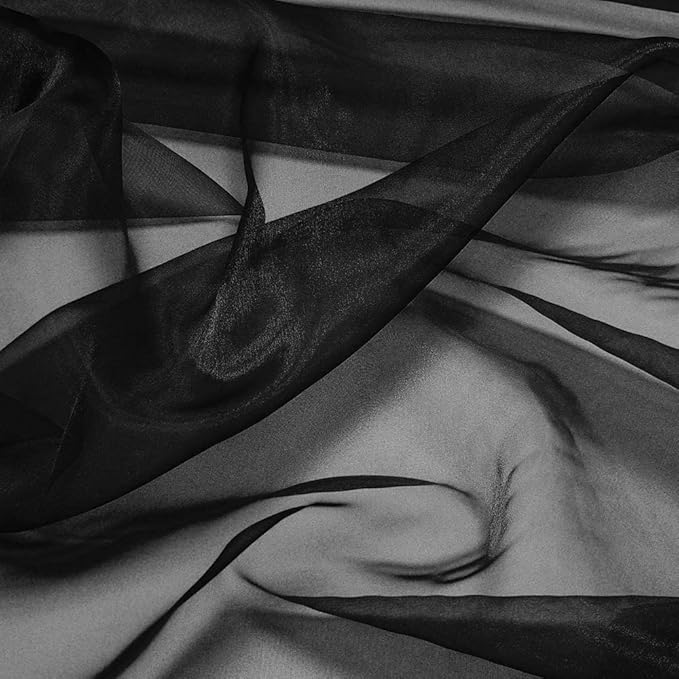 Organza Fabric 5 Yard Bridal Solid Sheer Organza Fabric Bolt for Wedding Dress, Fashion, Crafts, Decorations Silky Shiny Organza 44" - (5 Yard, Black)