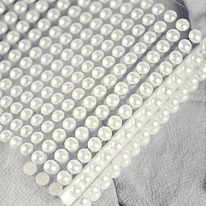 3090 Pcs 4 Sheets Pearl Rhinestone Stickers 3/4/5/6 mm Self Adhesive Craft Rhinestones Gems for Face Eyes Makeup Hair Body (Beige_pearl-3/4/5/6mm)