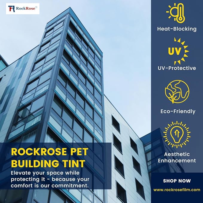 Rockrose Professional Window Tint for Home – One Way Privacy Window Film for Home Offices Heat Blocker Reflective Adhesive Mirror Tint with 99% UV Block – Silver 36 in x 25FT