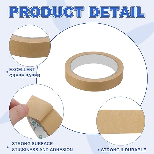 MECCANIXITY Masking Tape 0.7 Inch x 21 Yard Painter's Tape Brown Paint Tapes for DIY Crafts Arts Drawing Decoration Labeling Car Painting Artist Teachers, Pack of 6