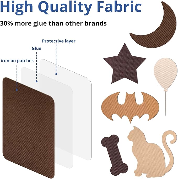 HTVRONT Iron on Patches for Clothing Repair, Fabric Patches for Clothes, Repair Decorating Kit, Iron on Patches (Browns)