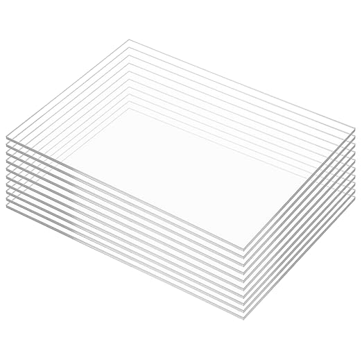 Pack of 10 Clear Acrylic Sheet 4" x 6" Cast Plexiglass Panel 1/8" Thick (3mm) Transparent Plastic Board for Sign, Craft, Display Projects, Laser Cutting, Engraving, Painting