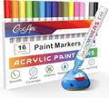 16 Colors Permanent Markers, Acrylic Paint Pens for Rock Painting, Canvas, Wood, Glass, Mugs, Fabric, Ceramic,Lettering,Card Making DIY Crafts (2.5MM Medium Tip)