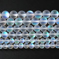 32pcs 10mm Natural White Mystic Aura Quartz Beads Frosted Matte Moonstone Round Loose Beads For Jewelry Making DIY Bracelet Necklace 15"