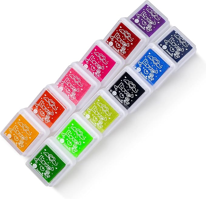 Ink Pad, 12 Colors Washable Stamp Pad for Kids…