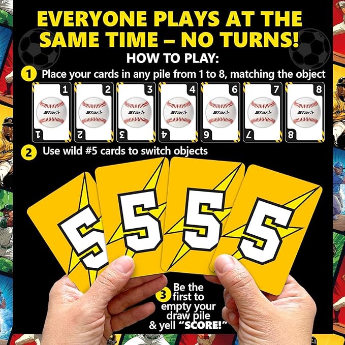 QUOKKA Baseball Fast-Paced Card Game for Kids & Adults – 128 Cards & Easy Rules – Quick & Fun Matching Game – 2-4 Players – Ages 8+ – Perfect for Family Games Night, Travel and Parties