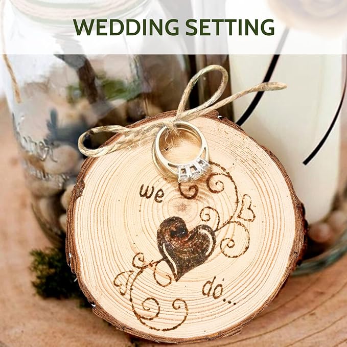 Falling in Art 2.3-3.1 Inches Natural Wood Slices Set for Crafts - 25Pcs Round Wood Discs with Pre-drilled Hole for DIY Projects, Christmas Ornaments and Wedding Decoration