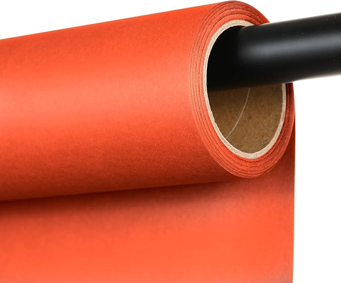 Seamless Photography Background Paper Roll, Blue Photo Paper Backdrop for Photography, Video and Streaming (Bright Orange, 53" x16')