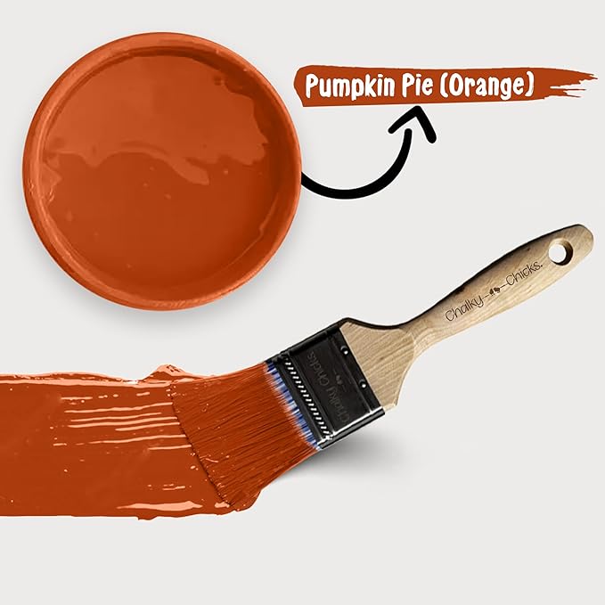 Chalky Chicks All-in-One Chalk Paint for Furniture or Cabinet - 8 Fl Oz - Matte Finish Pumpkin Pie Orange for Metal, Wood Furniture Paint - No Sanding All-in-One for Home Decor & Crafts, USA Made