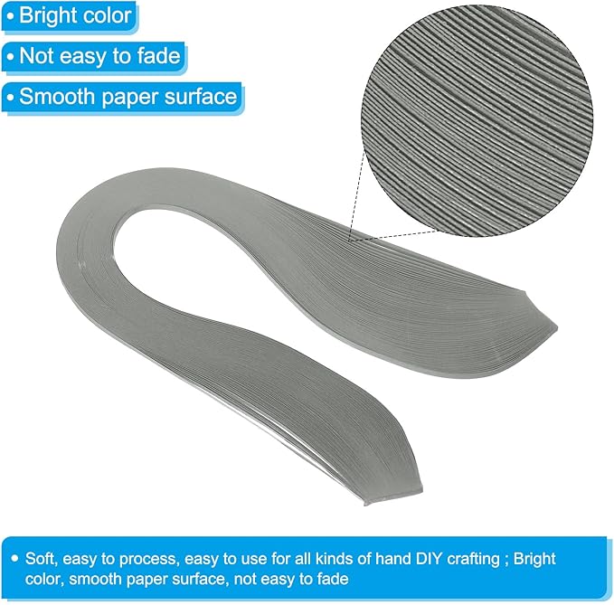 PATIKIL 600pcs Quilling Strips Paper 1/8"(3mm) 39cm Origami Paper Quilling Strip for Art DIY Hand Craft Christmas, Grey