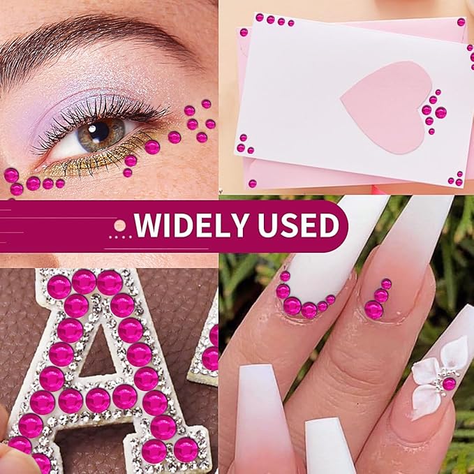 3090 Pcs 4 Sheets Rhinestone Stickers 3/4/5/6 mm Self Adhesive Craft Rhinestones Gems for Face Eyes Makeup Hair Body (Rosered-3/4/5/6mm)