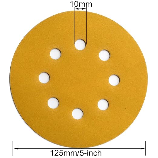 5-Inch 8-Hole Hook and Loop Sanding Discs 320-Grit Random Orbit Sandpaper, 100-Pack