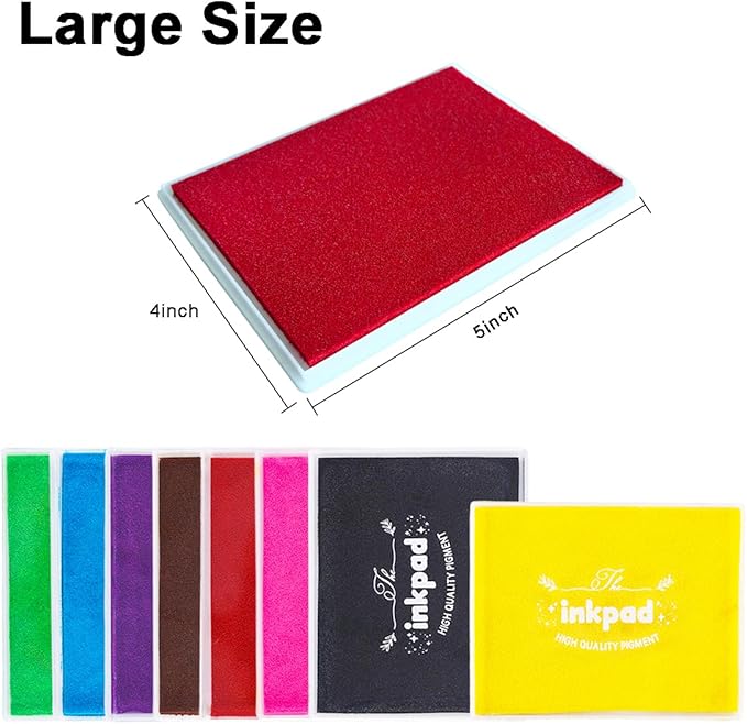 GTLZLZ Large Ink Pad for Rubber Stamps, 5" x 4" Washable Craft Stamp Pad for Kids, Fingerprint Ink Pad for Paper, Scrapbooking, Wood Fabric (Pink)