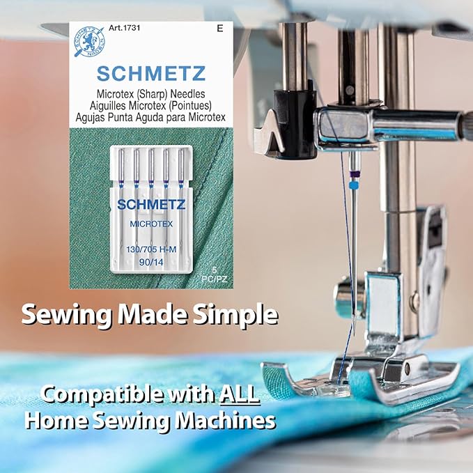 SCHMETZ Microtex Sharp Sewing Machine Needles - Quilting & Topstitching Supplies, Size 90/14, 5-Needle Card, Pack of 5