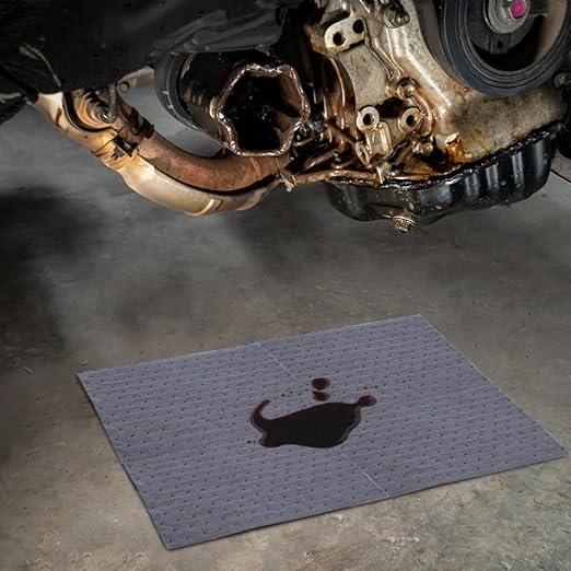 100 PCS Oil Absorbent Pads - 13"x10" Super Oil Spill Mats for Garage, Workshop & Kitchen - Soaks Up Oil, Grease, Coolant Fast - Reusable & Tear-Resistant (Gray)