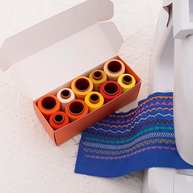 10 Pcs Sewing Thread, All Purpose Sewing Thread, 10 Spools Assorted Colors Each 800 Yards of Polyester Threads for Sewing Machine, Hand Stitching, Quilting, Serger (Yellow Color System)