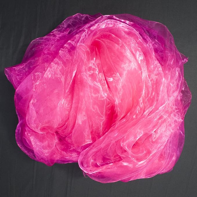 Two-Tone Iridescent Holographic Organza Fabric - 11 Yards by The Yard | Lightweight Sheer Tulle | for Wedding Dresses, Party Decor, DIY Crafts, Shiny Backdrops(ICY Shimmery Magenta)