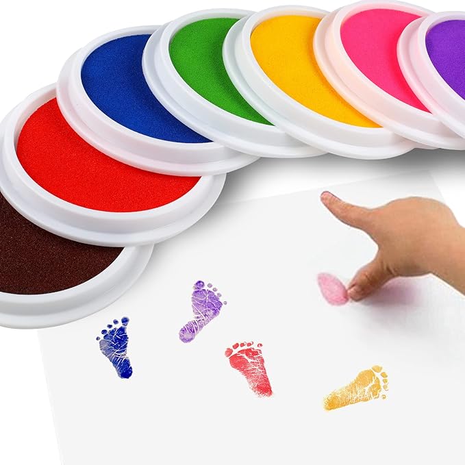 Cmysteries 8 Pack 7.1" Large Ink Pad for Rubber Stamp Partner DIY Color, Rainbow Finger Stamp Pad for Rubber Stamp Crafting Paper Wood Fabric Scrapbook