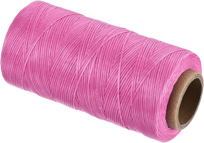 MECCANIXITY Waxed Thread,284 Yard 0.8mm 150D Flat Wax Thread Polyester Waxed String for Leather Sewing Hand Weaving Book Binding Home Decoration,Rose Red